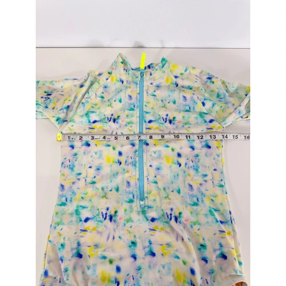 J.Crew Crewcuts Girls Rash‎ Guard One Piece Long Sleeve Tie Dye Swimsuit Size 14
